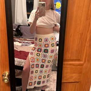 Lovers + Friends Multicolor Crochet Midi Skirt